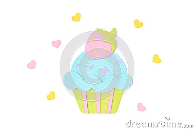 Strawberry cupcake paper cut on white background Stock Photo