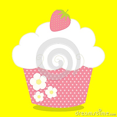 strawberry cupcake pink 08 Vector Illustration