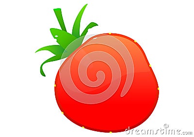 Strawberry delicious juicy bright cartoon Vector Illustration