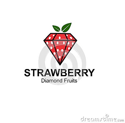 Strawberry diamond logo design concept Vector Illustration