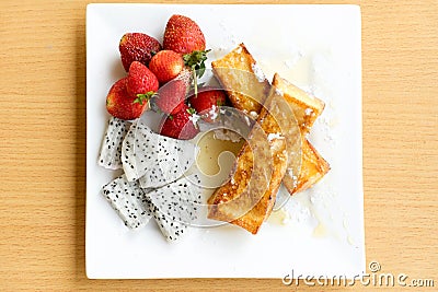 Strawberry fantasy honey toast Stock Photo