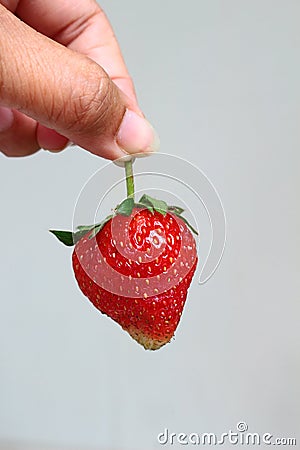 Strawberry and fingers Stock Photo