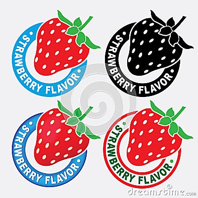 Strawberry Flavor Seal / Mark Vector Illustration