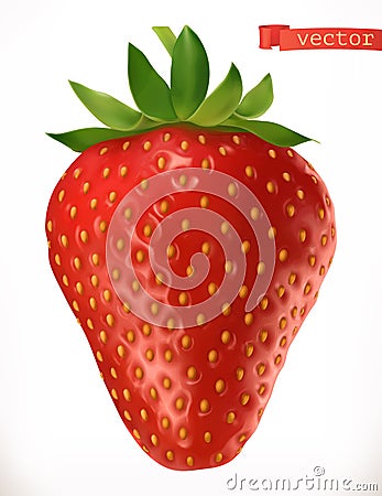 Strawberry. Fresh fruit 3d vector icon Vector Illustration