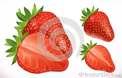 Strawberry. Fresh fruit. 3d vector icon Vector Illustration