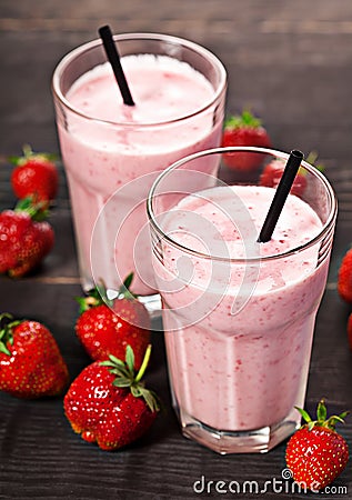 Strawberry fresh milkshake summer drink Stock Photo
