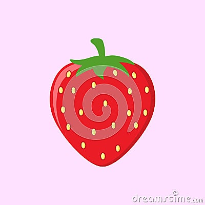 Strawberry Fruit Cartoon Drawing Flat Design Vector Illustration