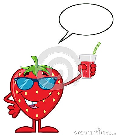 Strawberry Fruit Cartoon Mascot Character With Sunglasses Vector Illustration