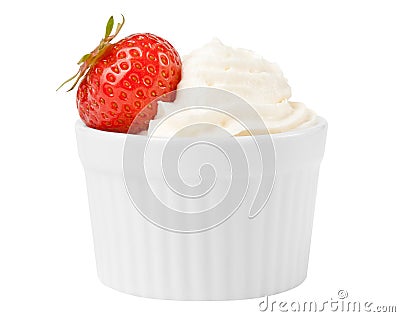 Strawberry fruit and whip cream Stock Photo