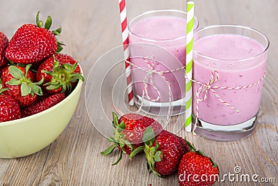 Strawberry healthy smoothie Stock Photo