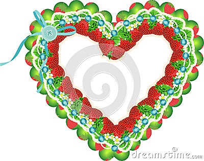 Strawberry heart frame Stock Photo