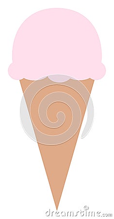 Strawberry ice cream in cone icon. Vector illustration Vector Illustration