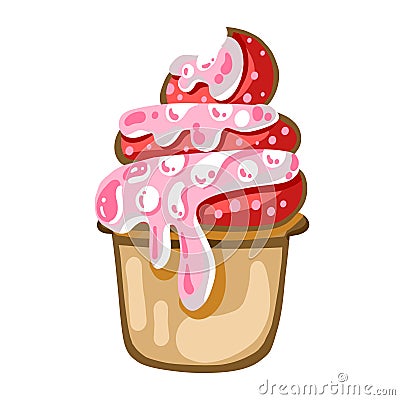 Strawberry ice cream cupcakes Stock Photo