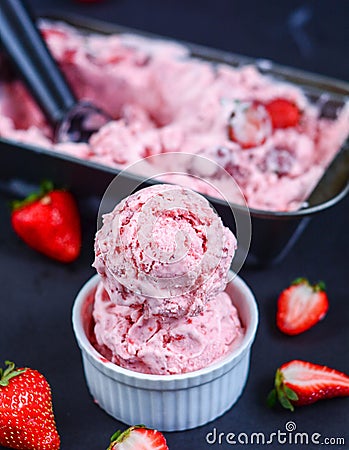 Strawberry ice cream Stock Photo