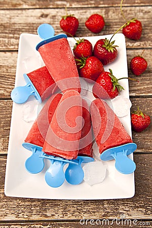 Strawberry Ice Cream Popsicle Stock Photo