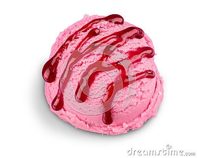 Strawberry Ice Cream Scoop Stock Photo