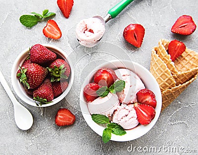 Strawberry ice cream Stock Photo