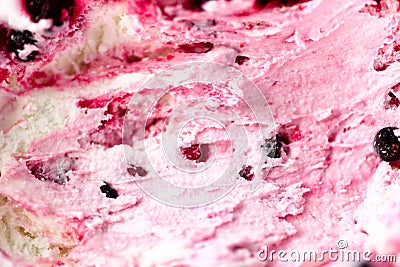 Strawberry ice cream texture. Summer food concept, copy space, top view. Sweet yogurt dessert or berries ice-cream Stock Photo