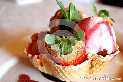 Strawberry Icecream Stock Photo