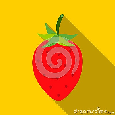 Strawberry icon flat. Singe fruit icon. Vector Illustration