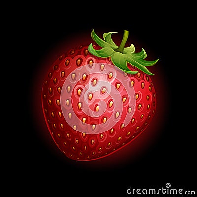 Strawberry icon isolated on black background Vector Illustration