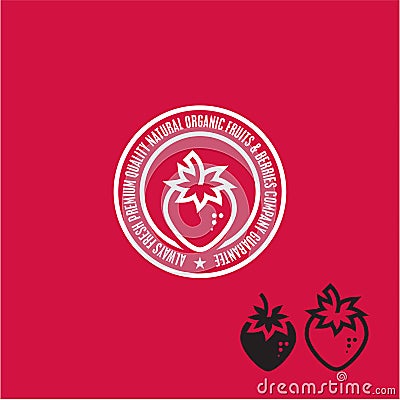 Strawberry Icon. Strawberry label. Vector Illustration