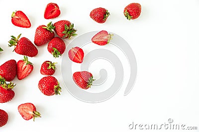 Strawberry isolated on white background. Flat lay. Top view. Summer sweet berries Stock Photo