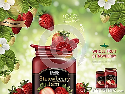 Strawberry jam ads Vector Illustration