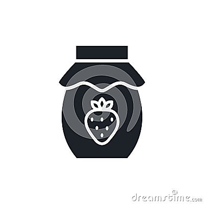 Strawberry jam icon. Jar of jam isolated vector silhouettes. Sweet desserts Vector Illustration