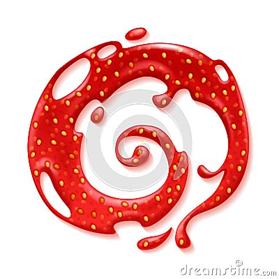 Strawberry jam splash - spiral form. Vector Illustration