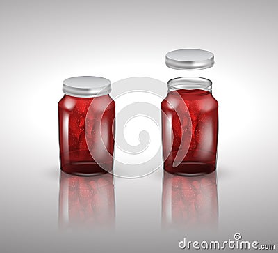Strawberry jam on white background Vector Illustration
