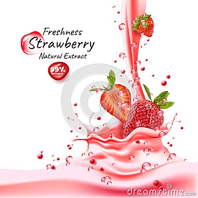 Strawberry juice splash Vector Illustration