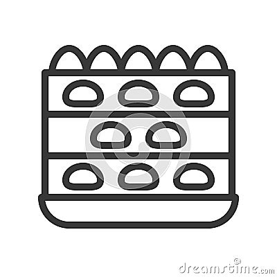 Strawberry layer cake, sweets and dessert outline icon Vector Illustration