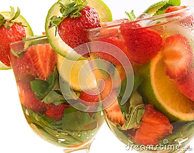 Strawberry-lime mojito Stock Photo