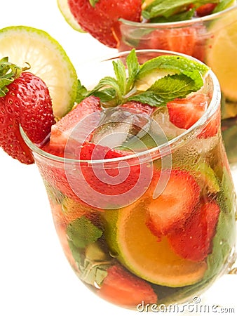 Strawberry-lime mojito Stock Photo