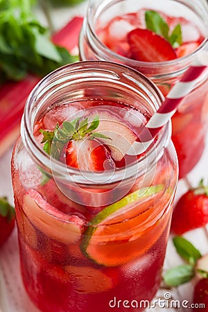 Strawberry,lime and rhubarb lemonade Stock Photo