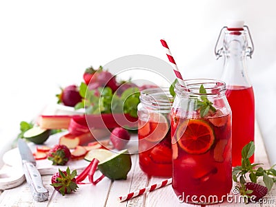 Strawberry,lime and rhubarb lemonade Stock Photo