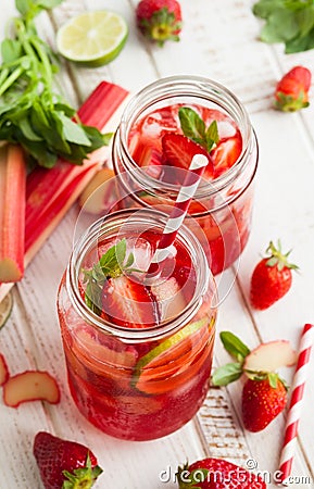 Strawberry,lime and rhubarb lemonade Stock Photo