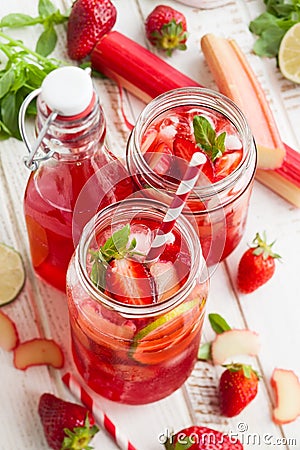 Strawberry,lime and rhubarb lemonade Stock Photo