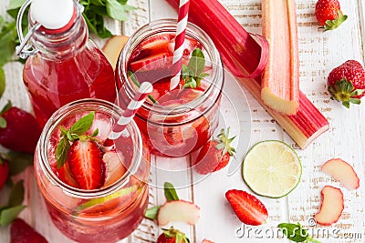 Strawberry,lime and rhubarb lemonade Stock Photo