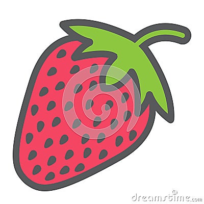Strawberry line icon, fruit and diet Vector Illustration