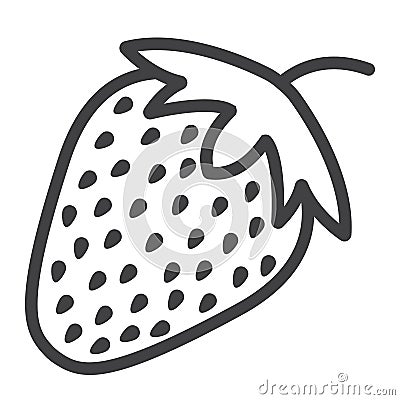 Strawberry line icon, fruit and diet Vector Illustration