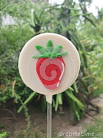 Strawberry lollipop art Stock Photo