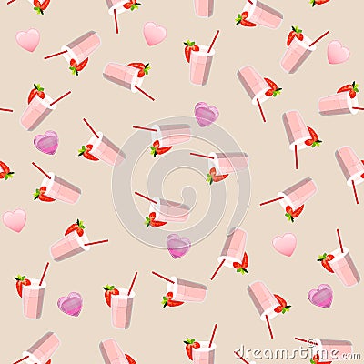 Strawberry milk shake Vector Illustration