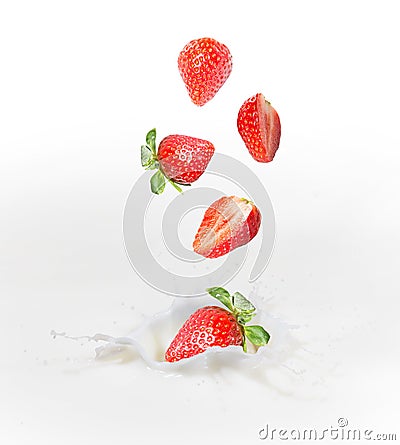 Strawberry milk or yogurt splash. Stock Photo