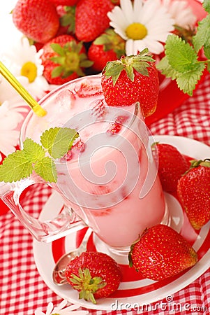 Strawberry milkshake Stock Photo