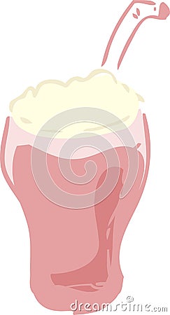 Strawberry Milkshake Vector Illustration