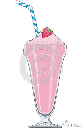 Strawberry Milkshake Vector Illustration Vector Illustration