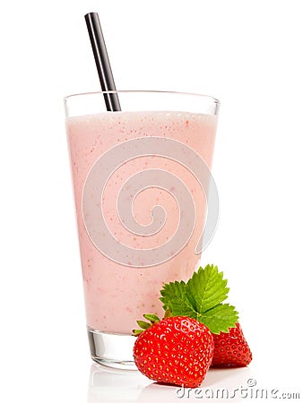 Strawberry Milkshake isolated on white Background Stock Photo