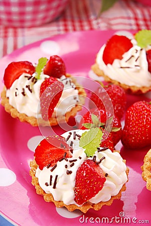 Strawberry mini tartlets Stock Photo